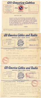 Lot of (3) 1950 FIFA Telegram Communications